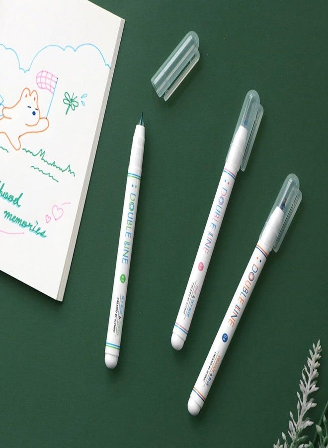 COOFANDY 2 Lines Gel Pen Marker, Draw Two Lines Simultaneously, Home Office School Supply, Drawing Pen Set for Journaling Scrapbook, 6 Highlighter Pen with 12 Colors, Birthday Return Gift For Kids - Image 3